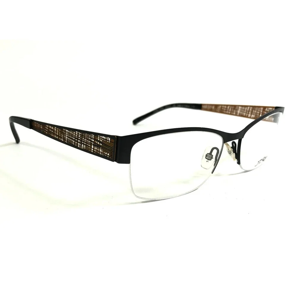 J.F. Rey Eyeglasses Frames JF2587 0050 Matte Black Orange Half Rim 54-17-140